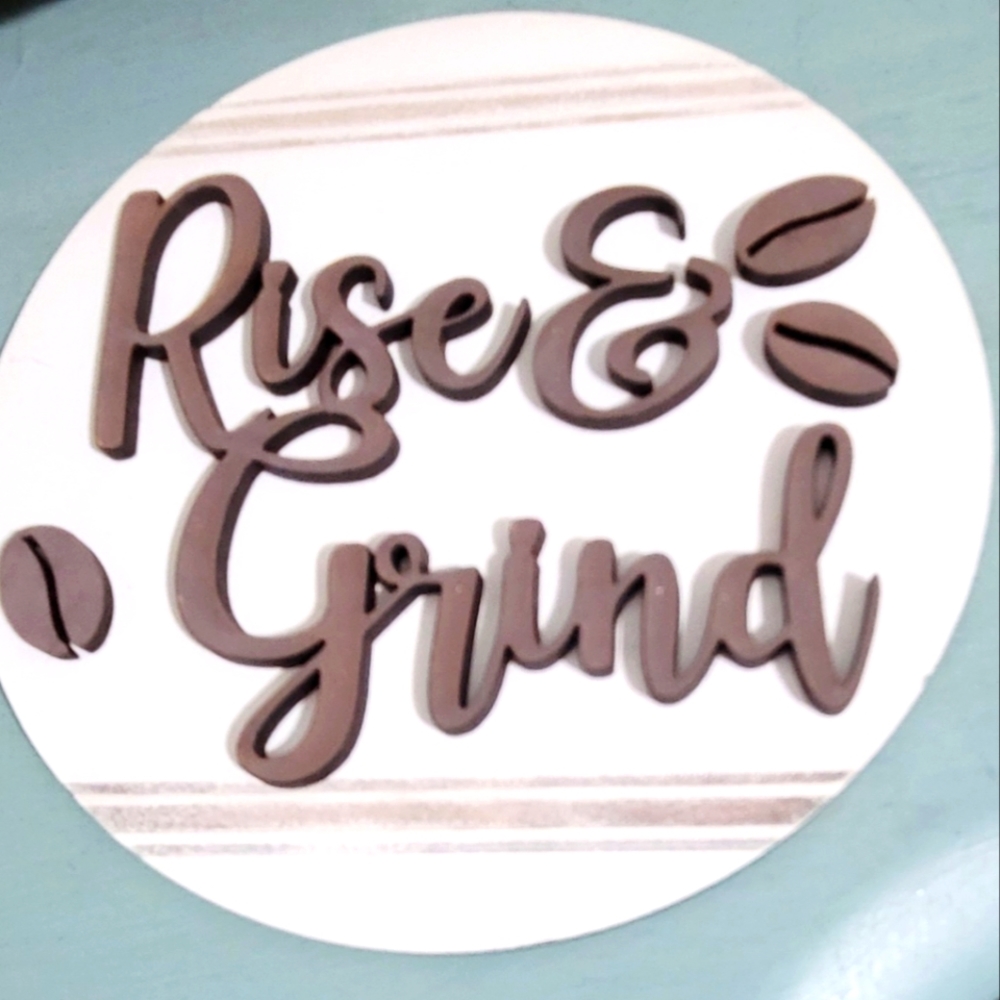 Farmhouse Shiplap Coffee Round Rise and Grind Tiered Tray Sign